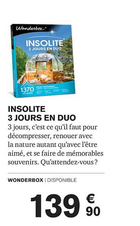 insolite 3 jours en duo wonderbox