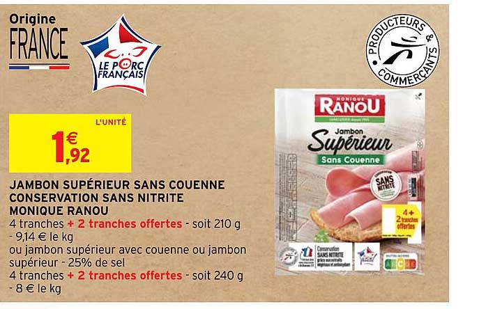 jambon supérieur sans couenne conservation sans nitrite monique ranou