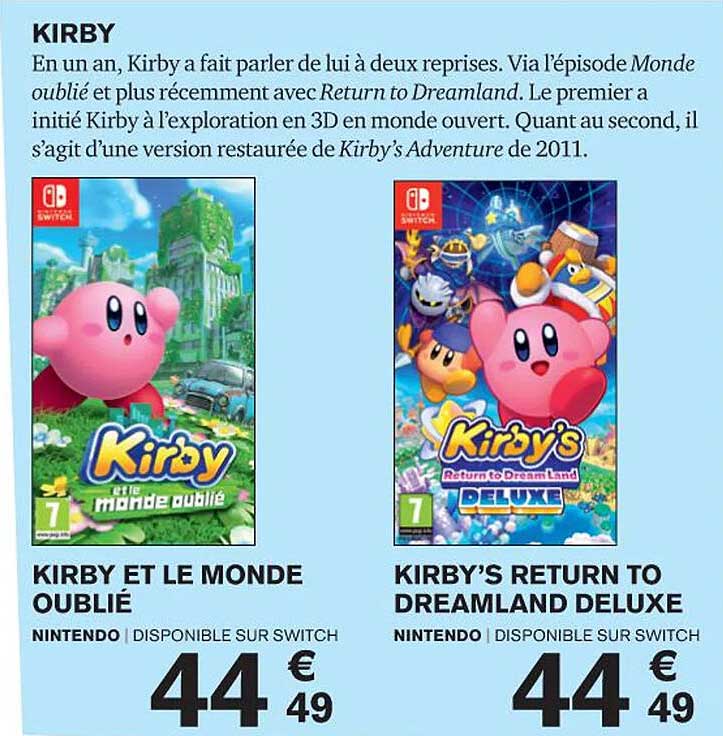 kirby et le monde oublié, kirby's return to dreamland deluxe