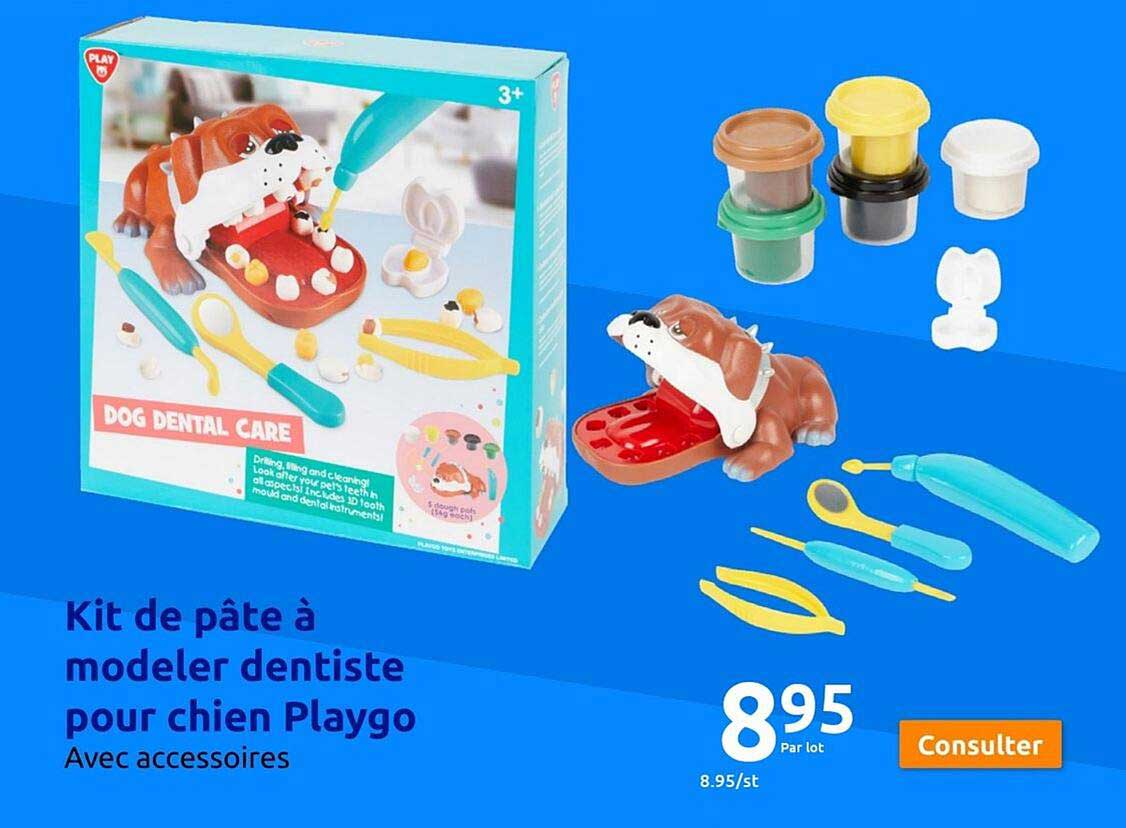 kit de pâte à modeler dentiste pour chien playgo