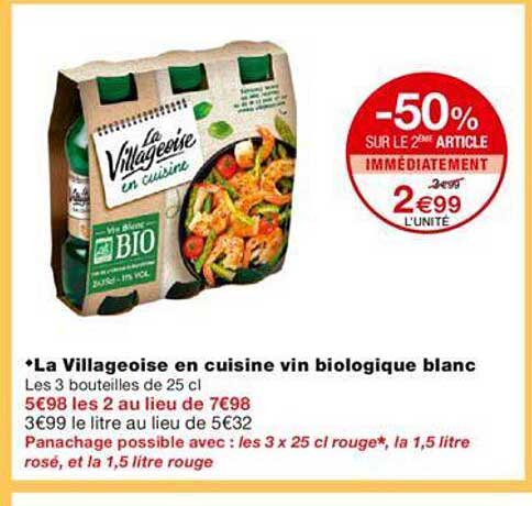 la villageoise en cuisine vin biologique blanc