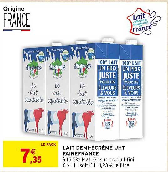 lait demi-écrémé uht fairefrance