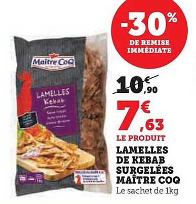 lamelles de kebab surgelées maître coq