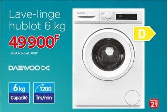 lave-linge hublot 6 kg daewoo