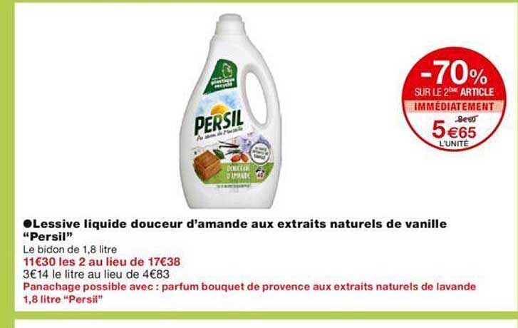 lessive liquide douceur d'amande aux extraits naturels de vanille "persil"