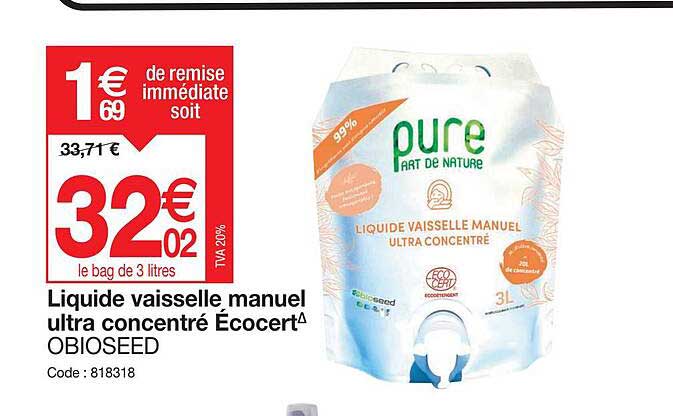 Liquide Vaisselle Manuel Ultra Concentré écocert Obioseed