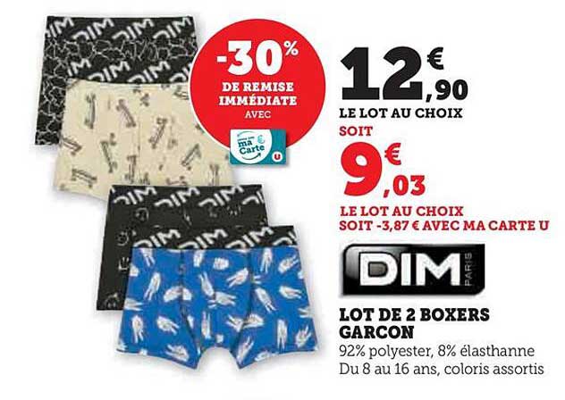 Lot De 2 Boxers Garçon Dim