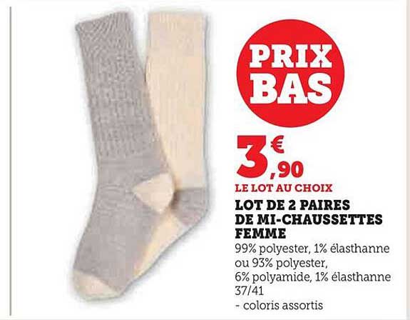 Lot De 2 Paires De Mi-chaussettes Femme