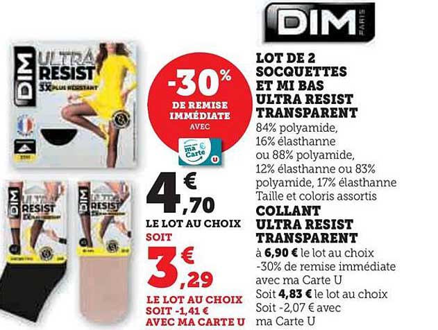 Lot De 2 Socquettes Et Mi Bas Ultra Resist Transparent, Collant Ultra Resist Transparent