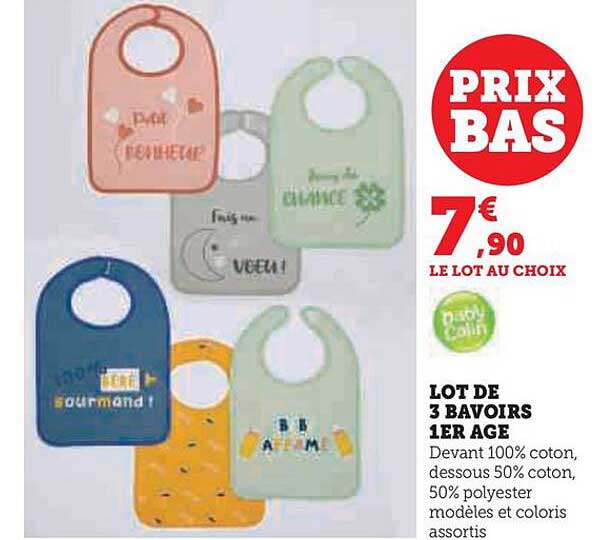 lot de 3 bavoirs 1er âge