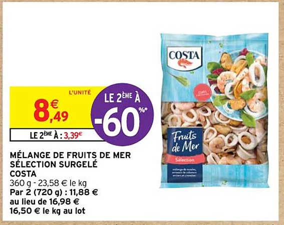 Mélange De Fruits De Mer Sélection Surgelé Costa