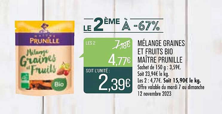 mélange graines et fruits bio maître prunille