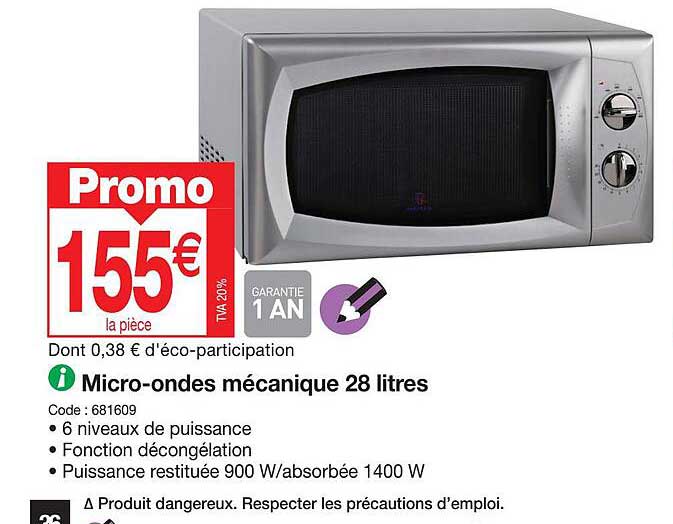 micro-ondas mécanique 28 litres