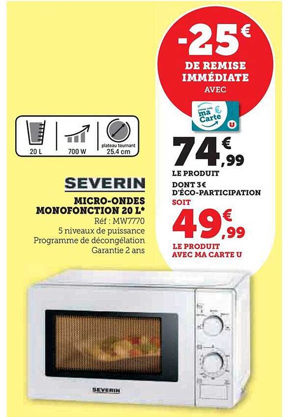 micro-ondes monofonction 20 l severin