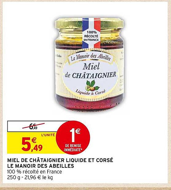miel de châtaignier liquide et corsé le manoir des abeilles