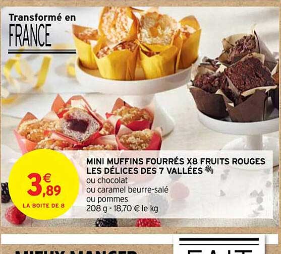 mini muffins fourrés x8 fruits rouges les délices des 7 vallées