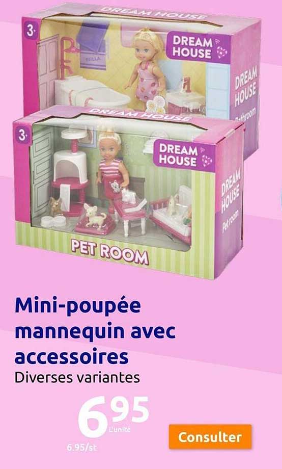 mini-poupée mannequin avec accessoires