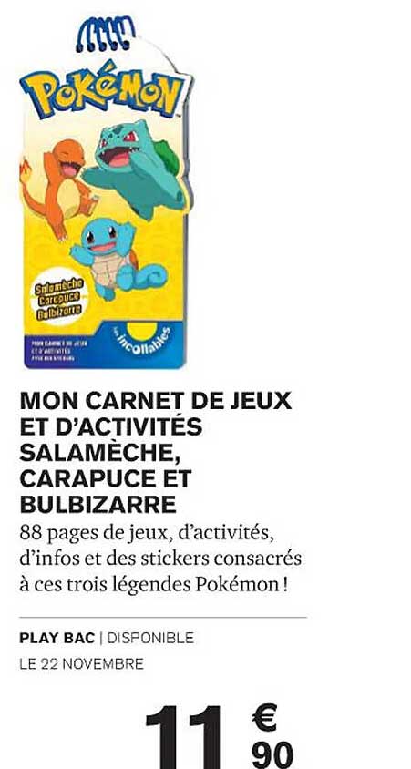 mon carnet de jeux et d'activités salamèche, carapuce et bulbizarre