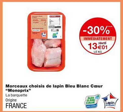 morceau choisis de lapin bleu blanc cœur "monoprix"