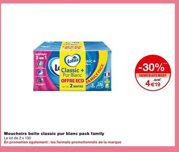 Mouchoirs Boite Classic Pur Blanco Pack Family