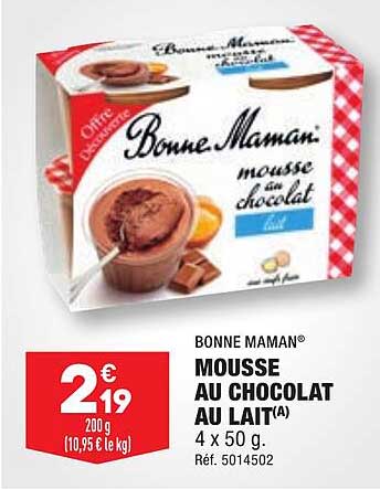 mousse au chocolat au lait bonne maman