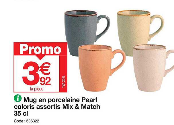mug en porceliane pearl coloris assortis mix & match 35 cl