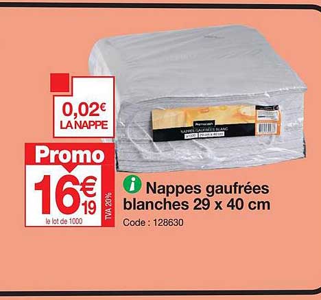 nappes gaufrées blanches 29 x 40 cm