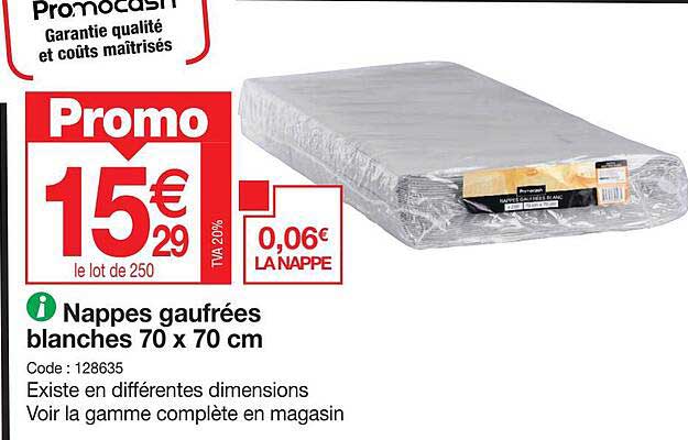 nappes gaufrées blanches 70 x 70 cm