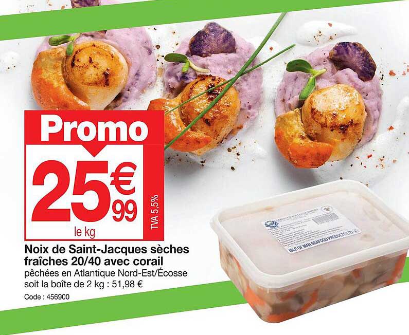 noix de saint-jacques sèches fraîches 20/40 avec corail