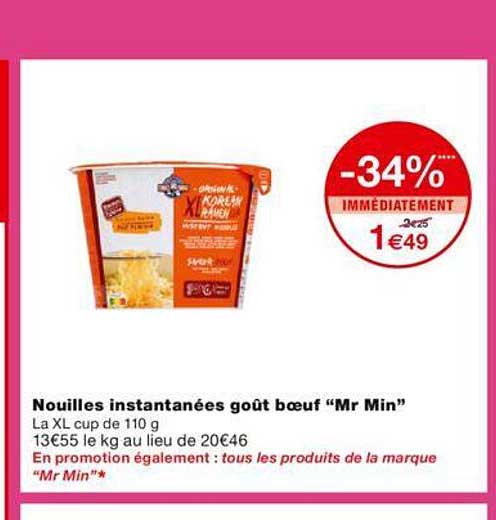 nouilles instantanées goût bœuf "mr min"
