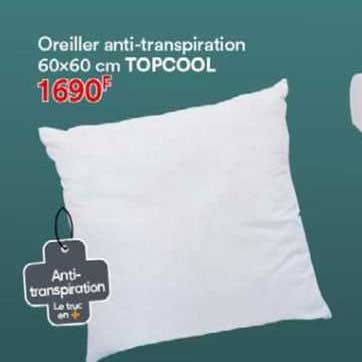 oreiller anti-transpiration 60 x 60 cm topcool