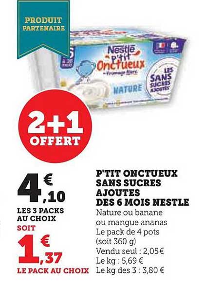 P'tit Onctueux Sans Sucres Ajoutés Dès 6 Mois Nestlé
