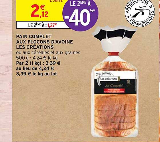 pain complet aux flocons d'avoine les créations