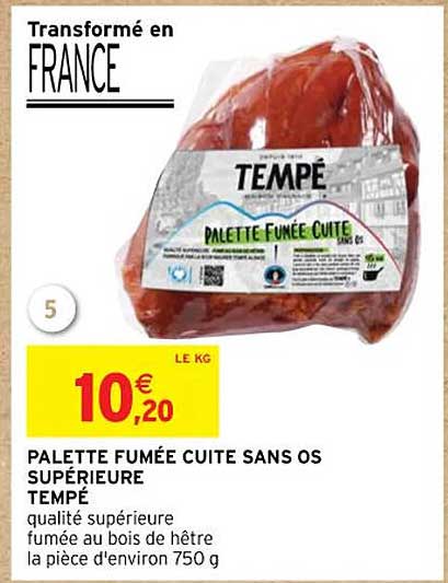 Palette Fumée Cuite Sans Os Supérieure Tempé