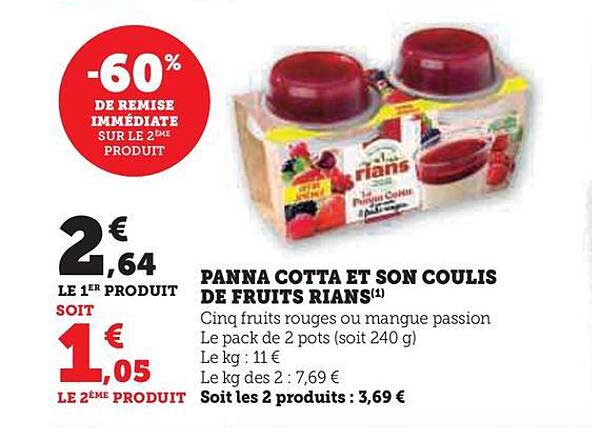panna cotta et son coulis de fruits rians