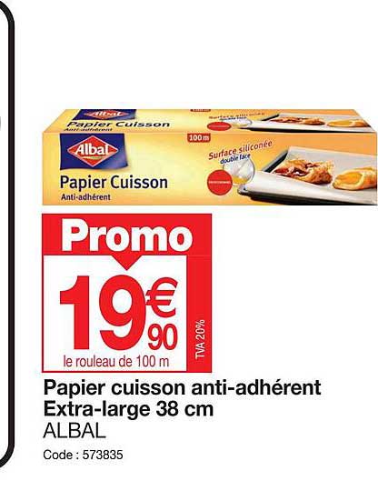 papier cuisson anti-adhérent extra-large 38cm albal