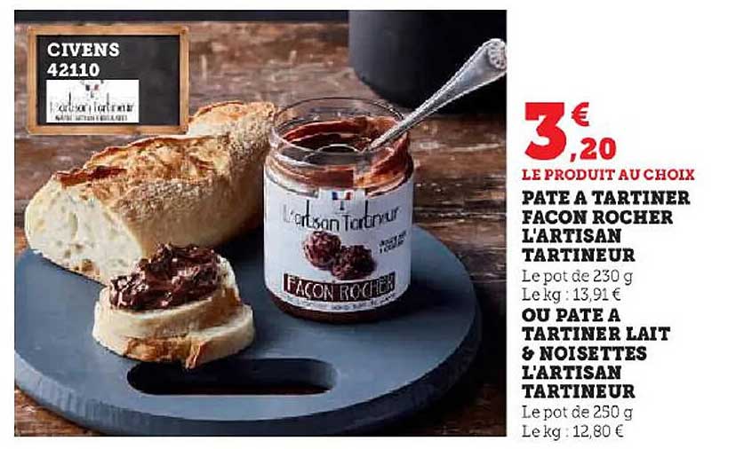 pâte à tartiner façon rocher l'artisan tartineur ou pâte à tartiner lait & noisettes l'artisan tartineur