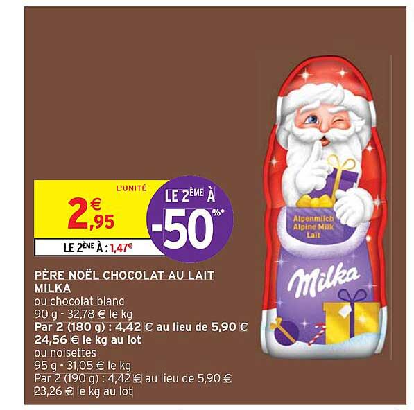père noël chocolat au lait milka