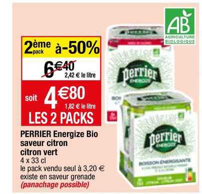 Perrier Energize Bio Saveur Citron Citron Vert