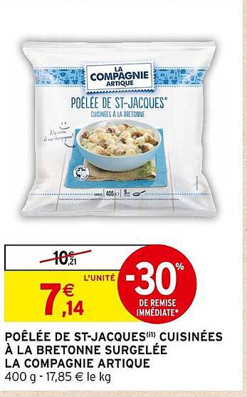 poêlée de st-jacques cuisinées à la bretonne surgelée la compagnie artique