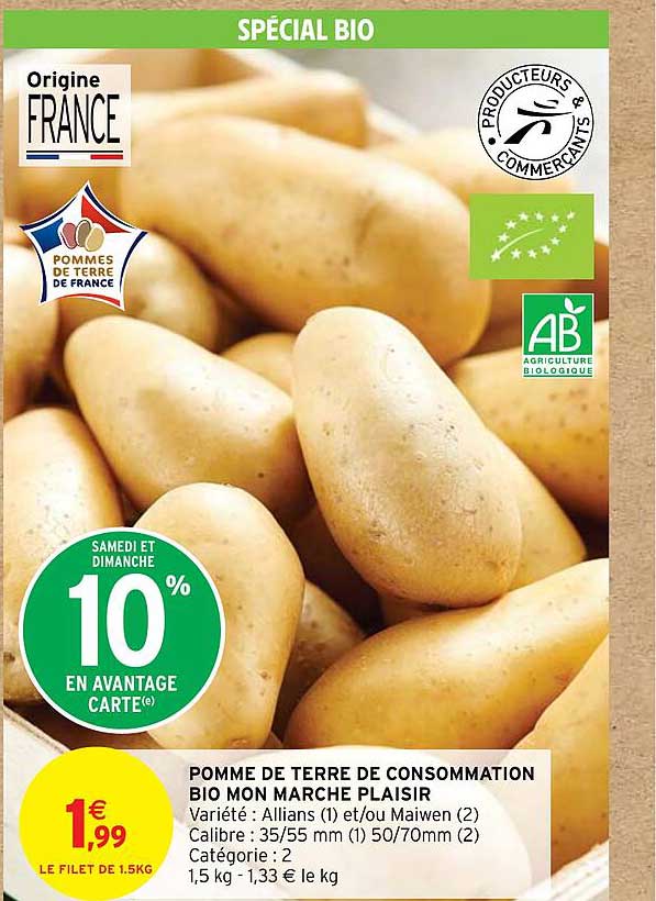 pomme de terre de consommation bio mon marché plaisir