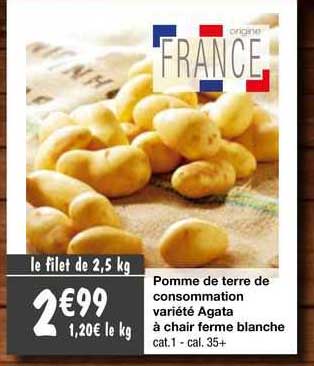 pomme de terre de consommation variété agata à chair ferme blanche