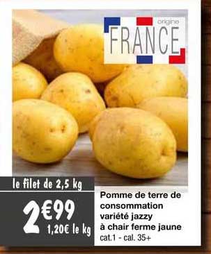 pomme de terre de consommation variété jazzy à chair ferme jaune