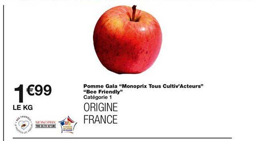 Pomme Gala "monoprix Tous Cultiv Acteurs" Bee Friendly"