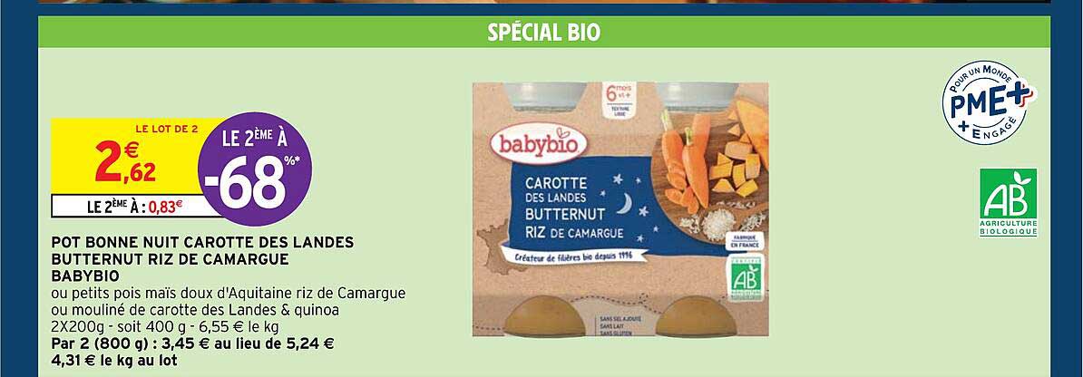 pot bonne nuit carotte des landes butternut riz de camargue babybio