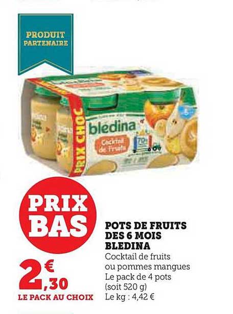 pots de fruits dès 6 mois blédina