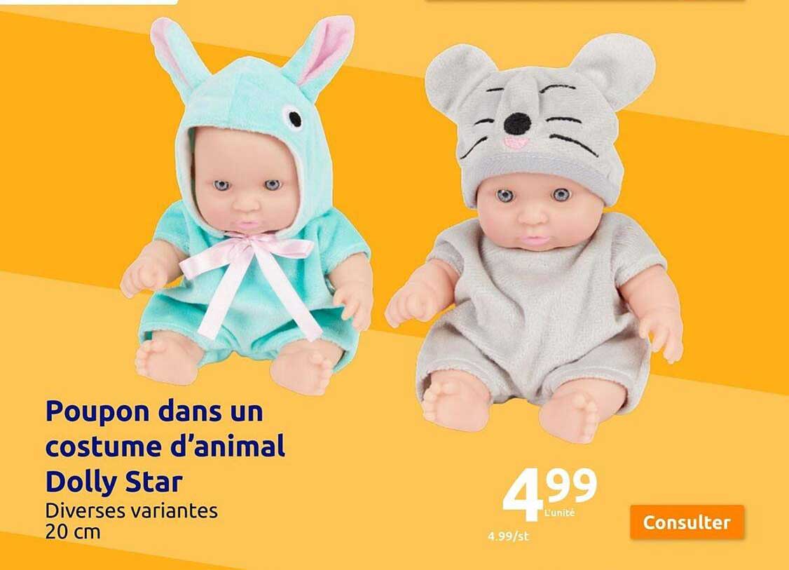 poupon dans un costume d'animal dolly star