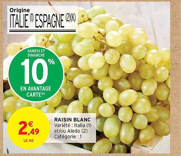 raisin blanc italia et/ou aledo