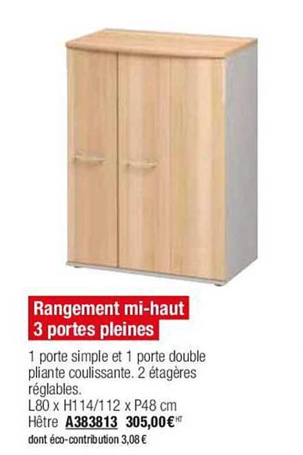 rangement mi-haut 3 portes pleines