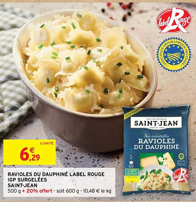 ravioles du dauphiné label rouge igp surgelées saint-jean